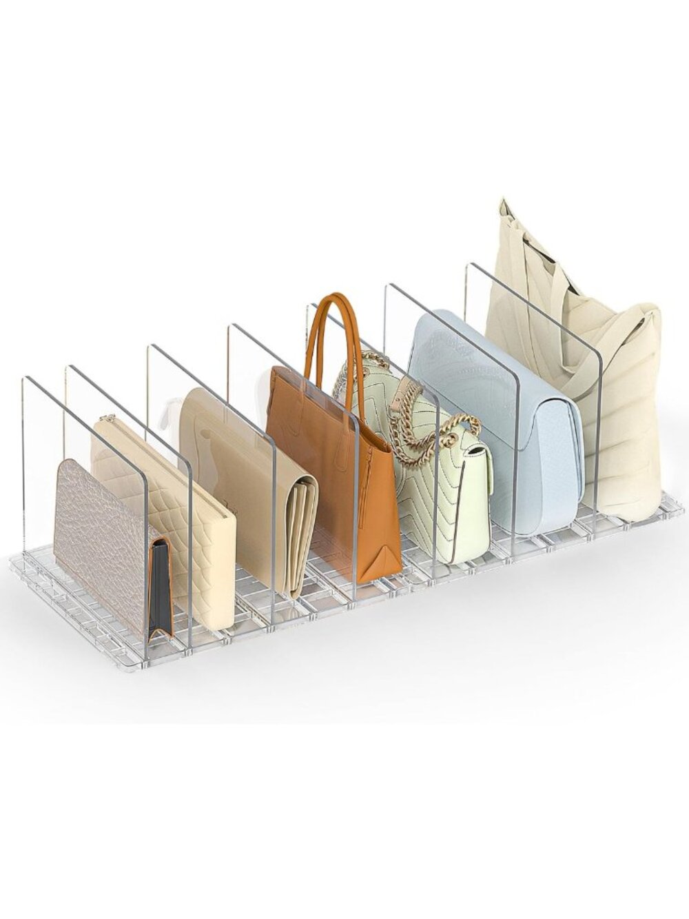 Adjustable Clear Bag & Purse Organizer with Dividers | Handbag Storage Solution